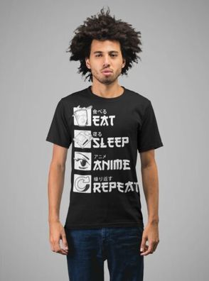 EAT SLEEP ANIME REPEAT - Cooles Herren Bio Baumwolle T-Shirt