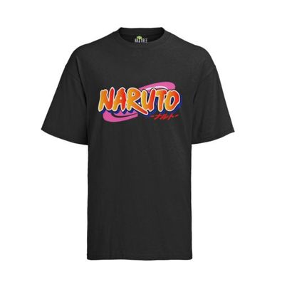 Naruto Shippuden Logo Shirt Anime Manga Titel Top Herren T-Shirt Bio Baumwolle