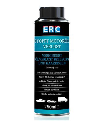 1 x 250 ml ERC Stoppt Motoröl Verlust Ölverlust Motordicht Öl leck Stop