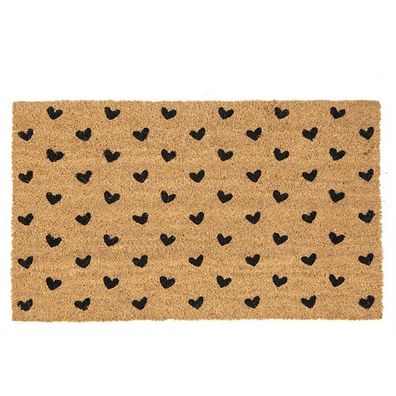 Fußmatte LOVE BIRDS natur schwarz mit Herzen Kokosfaser PVC 75x45cm Türmatte