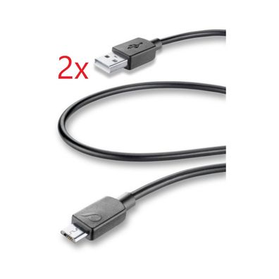 2x Qualitatives 2m Micro USB 2.0 Lade-/ Datenkabel von Cellularline fast charging