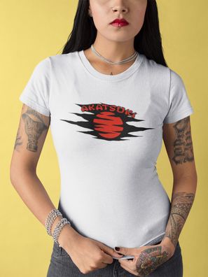 Naruto Akatsuki Logo Rote Wolken Zeichen Symbole Anime Bio T-Shirt Damen