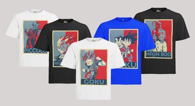 Retro Dragon Ball Engel Son Goku Piccolo Majin Vegeta Boo Anime T-Shirt Herren