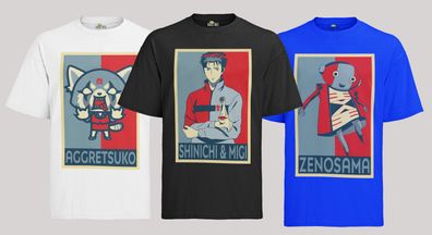 Retro Anime Shirt Aggretsuko Shinichi & Migi Zenosama Manga Bio T-Shirt Herren