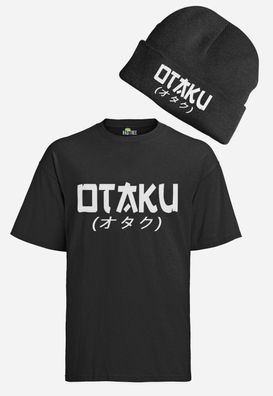 Otaku Anime Manga Cosplay Fan Geek Nerd Merch Set Wintermütze & Herren T-Shirt