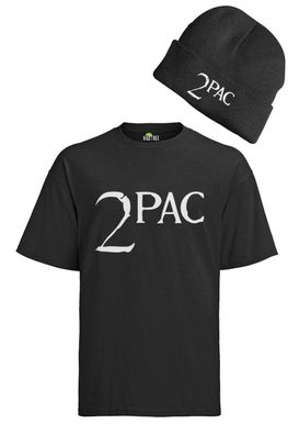 2pac Hip Hop Grafig Tupac Shakur RIP Music Set Winter Mütze & T- Shirt Herren