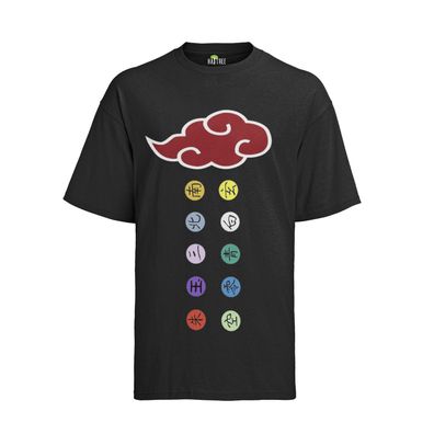 Naruto Akatsuki Logo Rote Wolken & Ring Anime Manga Comic Bio T-Shirt Herren