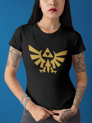 The Legend of Zelda LInk Schild Symbol Zeichen Bio Damen T-Shirt Gaming Cosplay