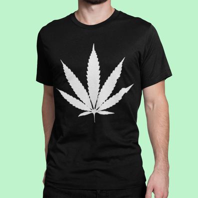 Bio Herren T-Shirt Marihuana Blatt Cannabis Blüte Kiffer Shirt Weed Gras Drogen
