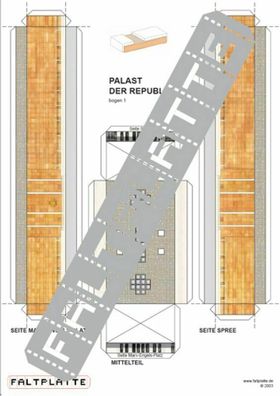 Faltplatte, Palast der Republik, Architektur, Bastelbogen, DIN A 4