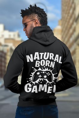 Herren Natural Born Gamer Killer Player Kapuenjacke Geek Nerd Pullover Merch