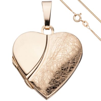 Medaillon Herz Anhänger zum Öffnen 925 Silber rosegold vergoldet mit Kette 50 cm