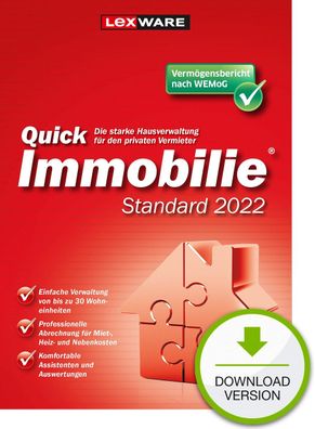 QuickImmobilie 2022 Standard - Hausverwaltung - Abrechnung - PC Download Version