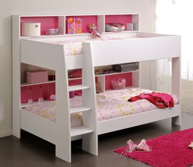 Etagenbett Hochbett in weiß blau oder pink 90x200 Kinder- Jugendzimmer Parisot TamTam