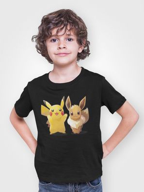 Pokemon Evoli Pikachu Pika Bio Kinder T-Shirt Jungen Comic Shirt Kids Anime