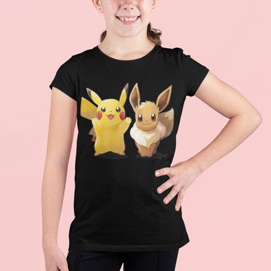 Bio Baumwolle T-Shirt Mädchen Evoi Pokemon Pikachu Anime Comic Merch Pika