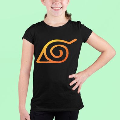 Bio Baumwolle T-Shirt Mädchen Anime Naruto Dorf Blatt Symbol Comic Merch