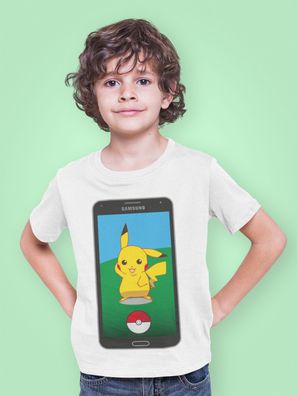 Pokemon Handy Pikachu Pika Pokeball Bio Kinder T-Shirt Comic Shirt Kids Anime