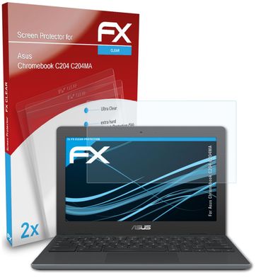 atFoliX 2x Schutzfolie kompatibel mit Asus Chromebook C204 C204MA Displayschutzfolie