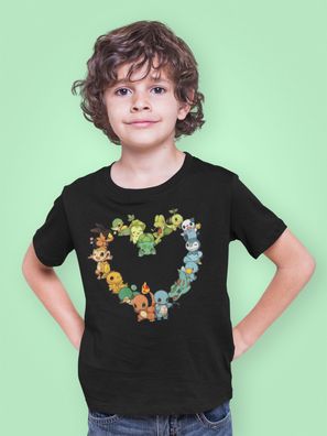 Bio Kinder T-Shirt Jungen I Love Pokemon Herz Pikachu Comic Shirt Kids Anime