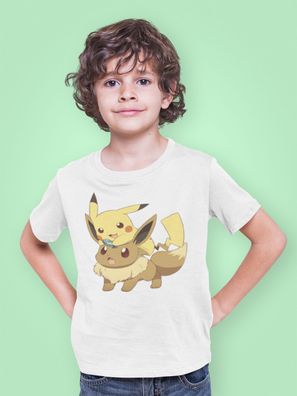 Bio Kinder T-Shirt Pokemon Evolie Pikachu Pika Eevee Comic Shirt Anime Kids