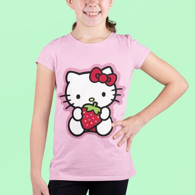 Baumwolle Bio T-Shirt Hello Kitty Hallo Katze Japanisch Kätzchen Kid Erdbeere