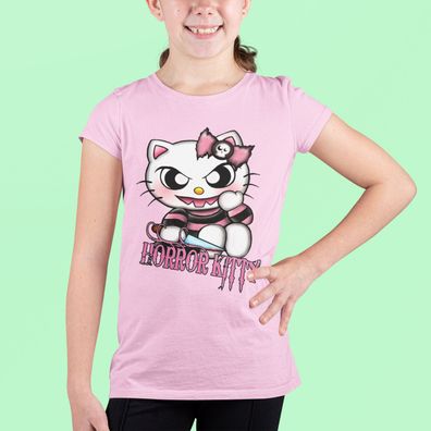 Kinder T-Shirt Bio Baumwolle Horror Hello Kitty Shirt Böses Kätschen Monster