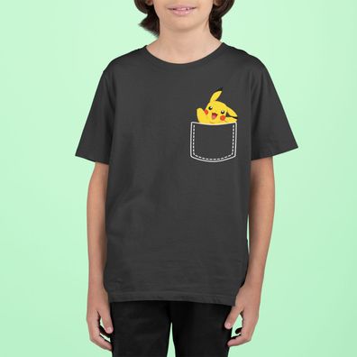 Bio Kinder T-Shirt Pokemon Tasche Pika Pikachu Pokeball Comic Shirt Kids Anime