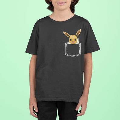 Bio Kinder T-Shirt Pokemon Tasche Evoli Pikachu Pokeball Comic Shirt Kids Eevee