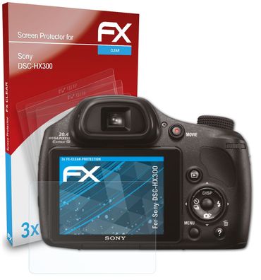 atFoliX 3x Schutzfolie kompatibel mit Sony DSC-HX300 Displayschutzfolie klar