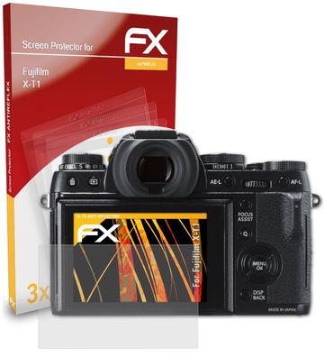 atFoliX 3x Schutzfolie kompatibel mit Fujifilm X-T1 Panzerfolie matt&stoßfest