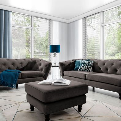 Polsterhocker Hocker Sitzhocker Charlotte in Stoff Matt Velvet Braun
