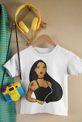 Punk Indianerfrau Pocahontas Kinder Bio Baumwolle T-Shirt für Mädchen