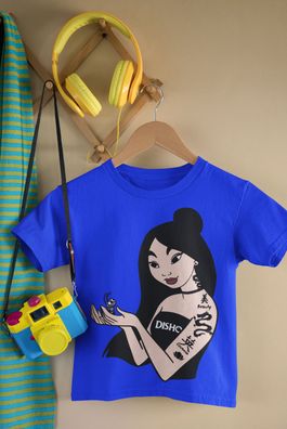 Punk Kriegerin Hua Mulan Kinder Bio Baumwolle T-Shirt für Mädchen Girl