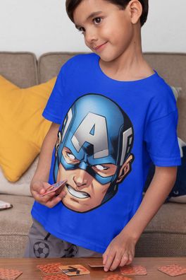 Bio Baumwolle Kinder T-Shirt Captain America Gesicht Marvel Avenger Kids Boy