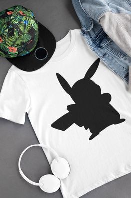 Jungen Bio Baumwolle Kinder T-Shirt Pokemon Pikachu silhouette Pokeball Pika