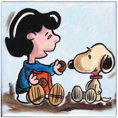 Klausewitz: Original Acryl auf Leinwand: Peanuts- Lucy & Snoopy / 20x20 cm