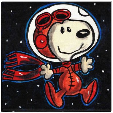 Klausewitz: Original Acryl auf Leinwand: Peanuts- Snoopy Moon III/ 20x20 cm