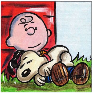 Klausewitz: Original Acryl auf Leinwand: Peanuts- Charlie & Snoopy IV/ 20x20 cm