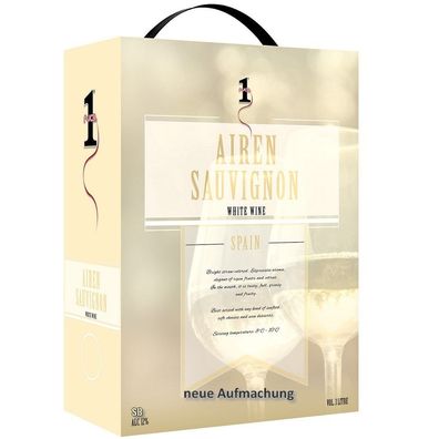 No.1 Airen Sauvignon Spanischer Weißwein Trocken 300cl Bag in Box BiB 12% vol