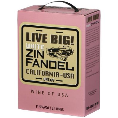 Live Big White Zinfandel Rose Kalifornien Bag in Box 11.5% vol 300cl BiB