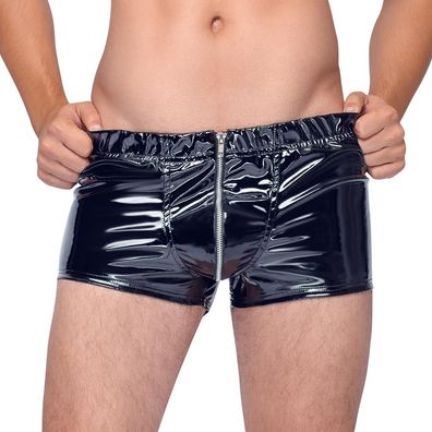 Herren Lack Pants M - XL Zip schwarz Männer Boxer-Shorts Glanz Wetlook "Keno"