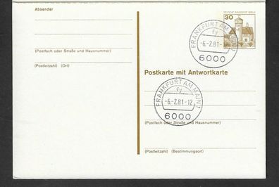 Ganzsache Berlin Postkarte mit Antwort 30 Pfennig Burgen und Schlösser P 111 ge