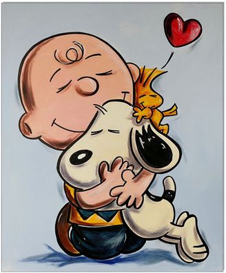 Klausewitz: Original Acryl auf Leinwand: Charlie, Snoopy & Woodstock / 50x60 cm