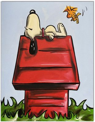 Klausewitz: Original Acryl auf Leinwand: Peanuts- Snoopy & Woodstock / 50x60 cm