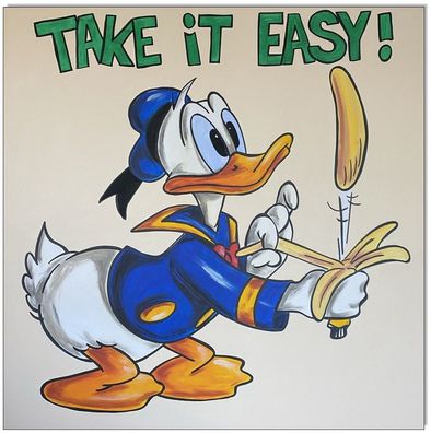 Klausewitz: Original Acryl auf Leinwand: Donald Duck Take it easy!/ 60x60 cm