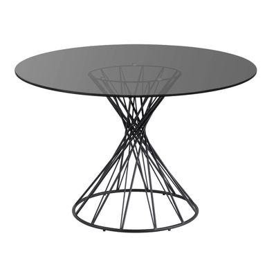 Glastisch Niut rund mit schwarzen Stahlbeinen Ø 120 cm
