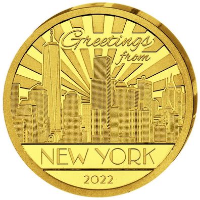 Cook Islands New York 2022 Big City Lights 0,5 Gramm 999.9 Goldmünze PP