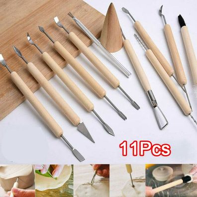 11 PCS Clay Modellier Keramik Ton Werkzeug Set Polymer Schnitzen Tool Tasche DE