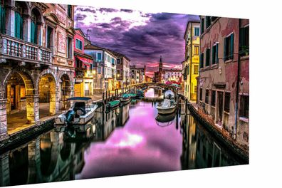 MagicCanvasArt Stadt Venedig Fluss Italien Bilder - Hochwertiger Kunstdruck